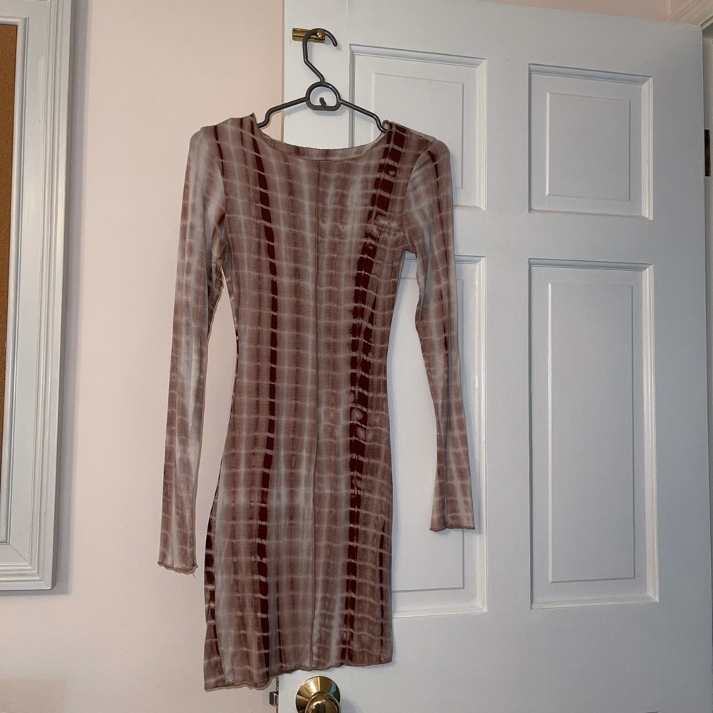 Joani Tie Dye Mini Dress Brown